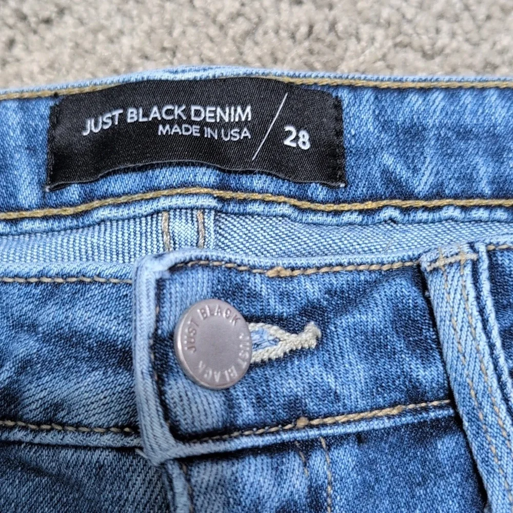 Just Black Denim Straight Leg Jeans Distressed Medium Wash Size 28